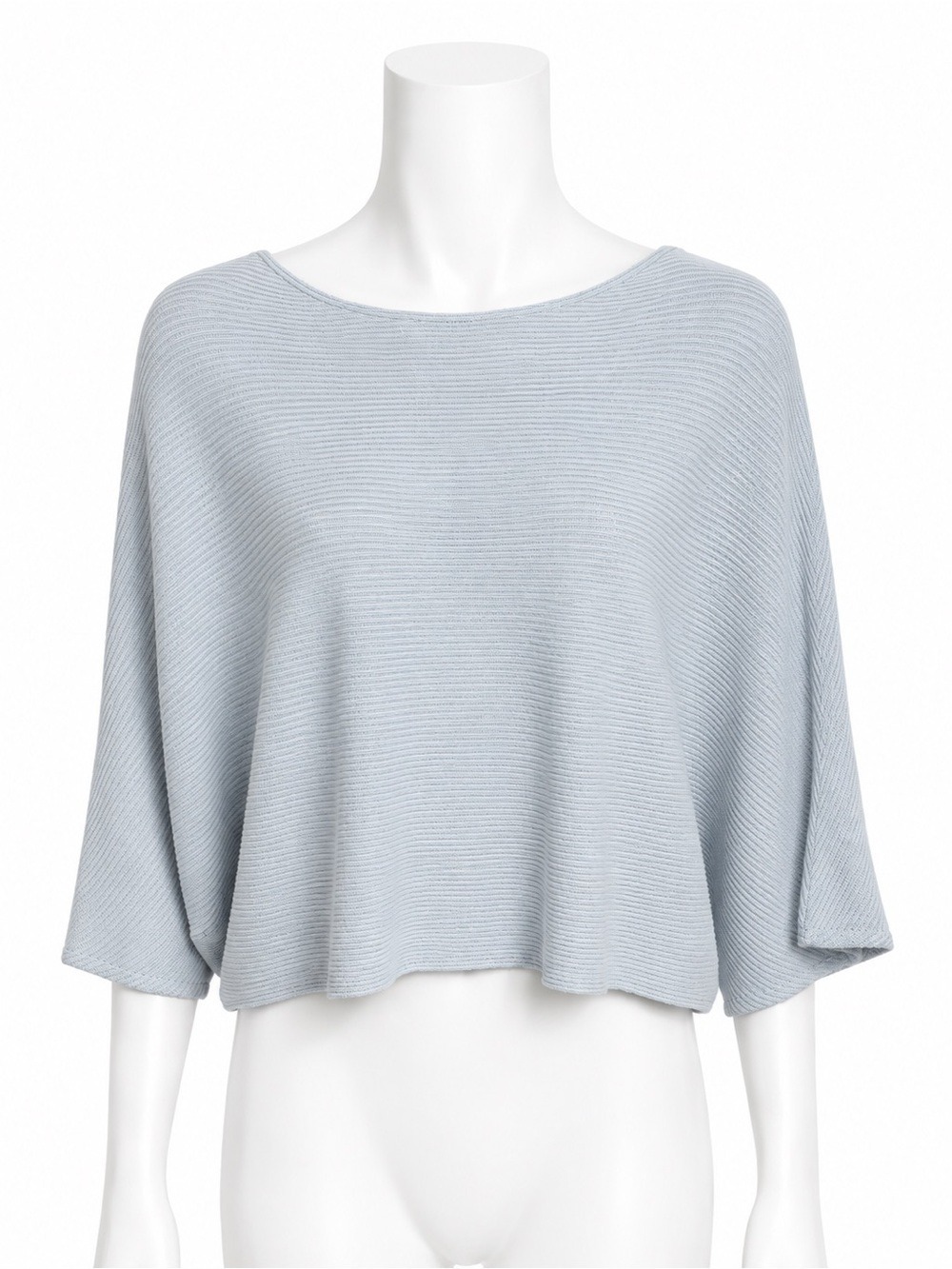 Anthropologie Maisie Dolman Sleeve Sweater Ribbed Knit Light Blue Grey M